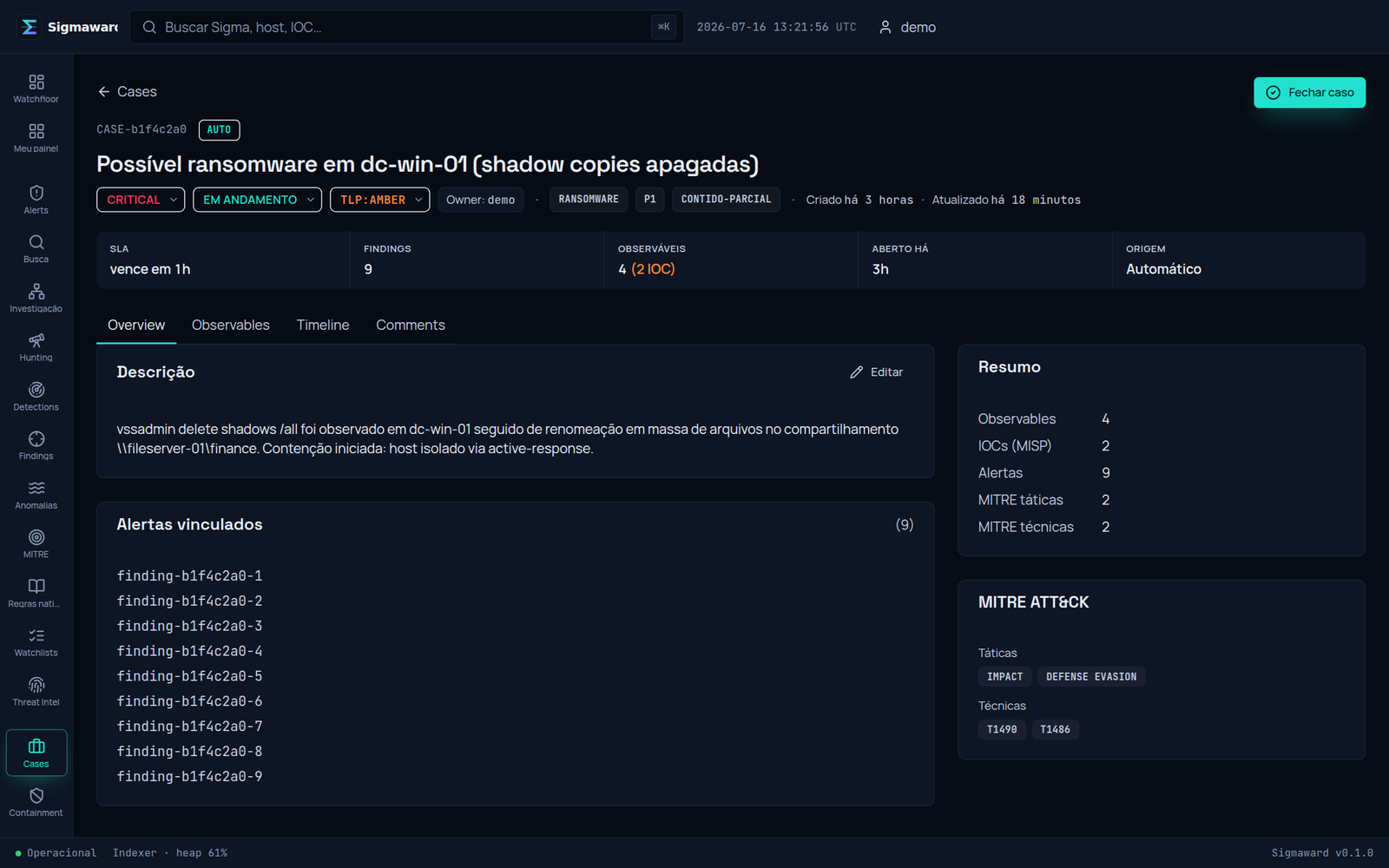 Sigmaward — investigação de caso